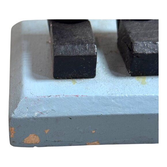 Vintage Wooden Blue Toy Soldier Nutcracker Red Base & Hat Christmas Holiday 14" - Picture 5 of 10